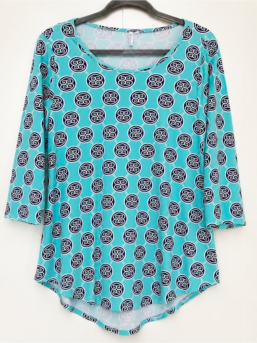 Lulu-B Teal Circular Print Scoop-Neck Tunic SMALL